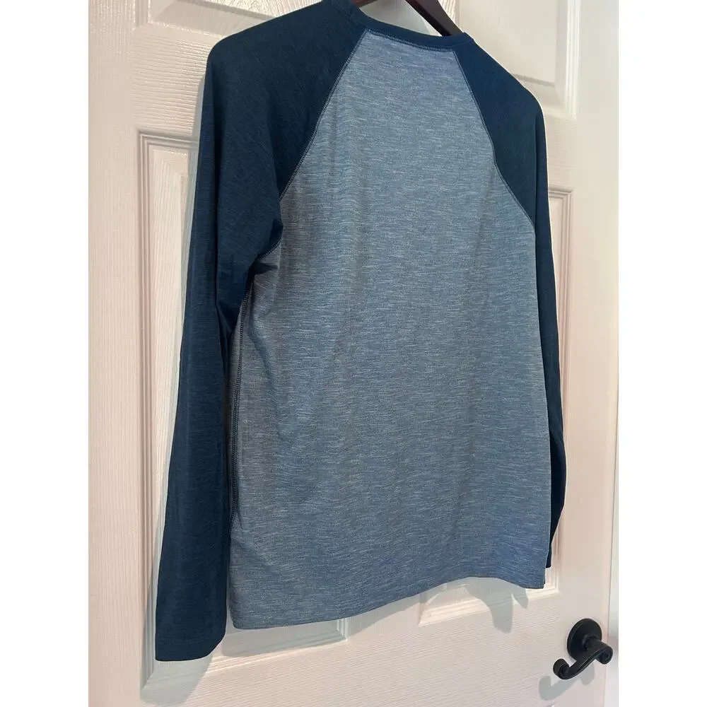 J.Crew Performance Shirt Small Mens Raglan Long Sleeve Blue Tee Athletic Top
